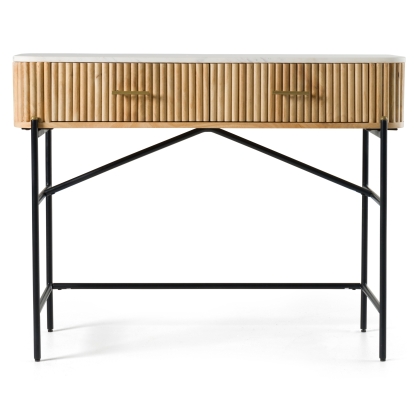 Modrest Cambridge White Marble & Mango Vanity Table Oak Vanity 82269 VGED-RID111114