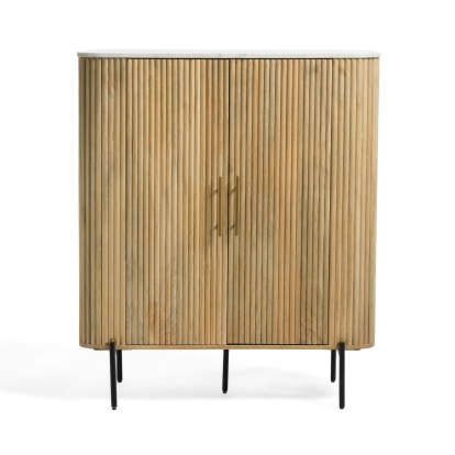 Modrest Cambridge White Marble & Mango Tall Buffet White Buffet 80525 VGEDRID109953-TALL