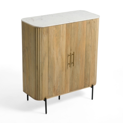 Modrest Cambridge White Marble & Mango Tall Buffet White Buffet 80525 VGEDRID109953-TALL