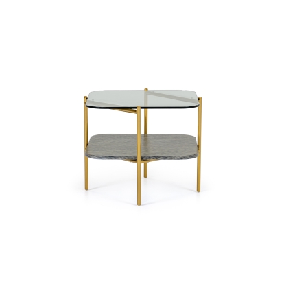 Modrest Cari Glam Gold + Glass End Table Gold End Table 79530 VGODLZ-247E-GOLD-ET