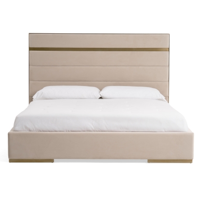 Modrest Cartier Modern Beige Velvet and Brushed Brass Bed Bed 80137|80135|80136 VGVC-BDAD02-BGE-BB-BED