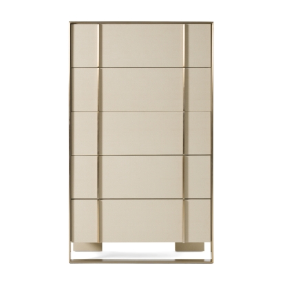 Nova Domus Cartier Modern Beige Shagreen and Brushed Brass Chest Beige Chest 80141 VGVC-J-A002-CH