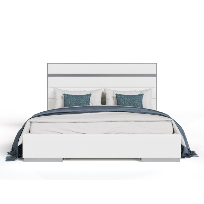Modrest Cartier Modern White Vegan Leather + Stainless Steel Bed White Bed 81530|81531 VGVC-BDA002-BED-WHT