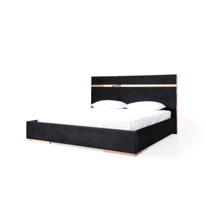 Nova Domus Cartier Modern Black + Rose Gold Bed + Nightstands Black Bedroom Set 79287|79288|79289 VGVCBD-A002-BLK-BED-2NS-SET