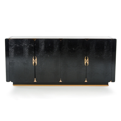 A&X Talin Modern Black Crocodile & Rosegold Buffet Black Buffet 72374 VGUN106-180-CROC