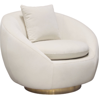 Diamond Sofa CELINECHCM Celine Swivel Accent Chair Light Cream Velvet Brushed Gold Accent Band