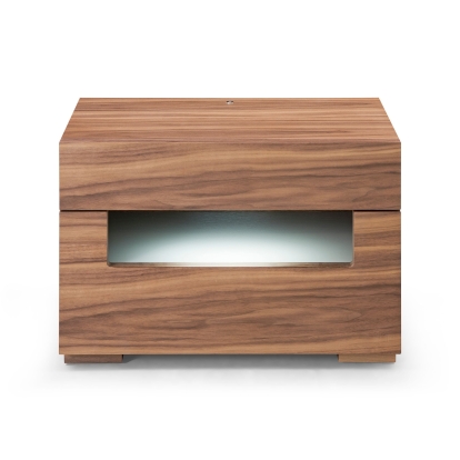 Modrest Ceres Contemporary LED Walnut Nightstand Walnut Nightstand 77924 VGWCCG05-WAL-NS
