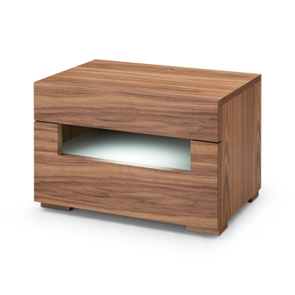 Modrest Ceres Contemporary LED Walnut Nightstand Walnut Nightstand 77924 VGWCCG05-WAL-NS