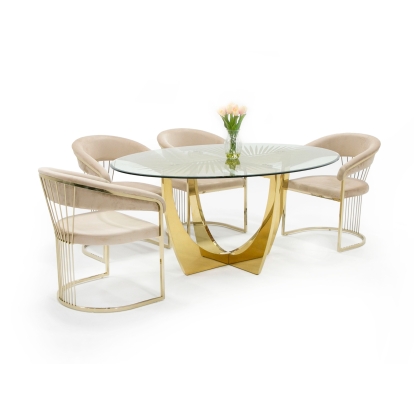 Modrest Chambers Glass & Gold Dining Table Gold Dining Table 79741 VGGM-DT-DOLORES-DT