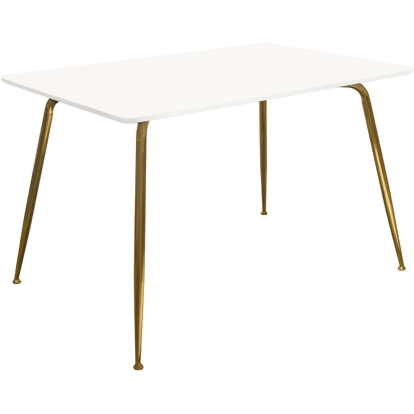 Diamond Sofa CHANCEDTWHGD Chance Dining Table High Gloss White Lacquer Brushed Gold Metal