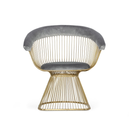 Modrest Chandler Modern Grey Velvet & Gold Dining Chair Grey Dining Chair 77011 VGZAY007-GRY