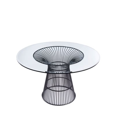 LA Furniture Chandler Modern Round Glass & Black Stainless Steel Dining Table VGZAT007-1-BLK-DT Contemporary Style by Vig Furnitrue Number 78568A Catch Home Goods