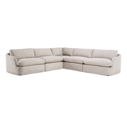Divani Casa Chantry Modern Grey Sand Fabric Sectional Sofa Grey Sectional Sofa 83256 VGKK-KF.8592-SECT-SAND