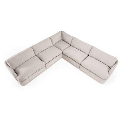 Divani Casa Chantry Modern Grey Sand Fabric Sectional Sofa Grey Sectional Sofa 83256 VGKK-KF.8592-SECT-SAND