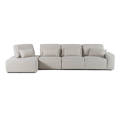 Divani Casa Chapel Modern Light Grey Fabric Sectional Sofa + Ottoman Grey Sectional Sofa 75764 VGMB-1686-GRY