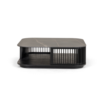 Modrest Chip Modern Black Ceramic + Black Ash Square Coffee Table Black Coffee Table 81757 VGDW-DW5008-08