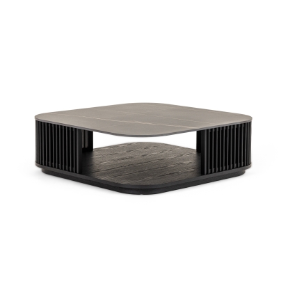 Modrest Chip Modern Black Ceramic + Black Ash Square Coffee Table Black Coffee Table 81757 VGDW-DW5008-08