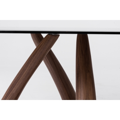 Modrest Christy Mid-Century Modern Grey Glass + Walnut Oval Dining Table Walnut Dining Table 81692 VGIP-DT64-280
