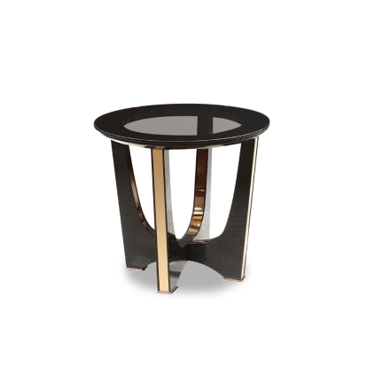 A&X Talin Modern Black Crocodile & Rosegold End Table Black End Table 72367 VGUNCK813-60