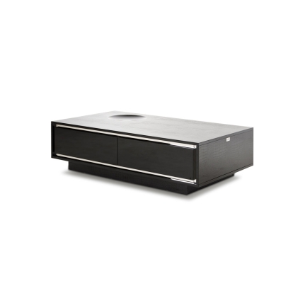 A&X Grand Modern Black Crocodile Lacquer Coffee Table with 2 Drawers Black Coffee Table 15051 VGUNCK8315-BLK