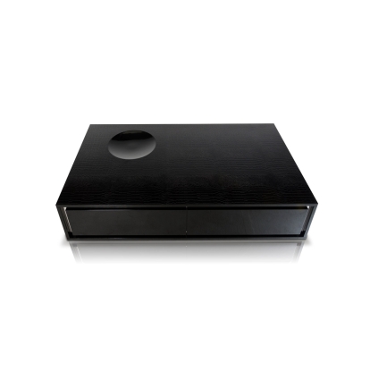 A&X Grand Modern Black Crocodile Lacquer Coffee Table with 2 Drawers Black Coffee Table 15051 VGUNCK8315-BLK