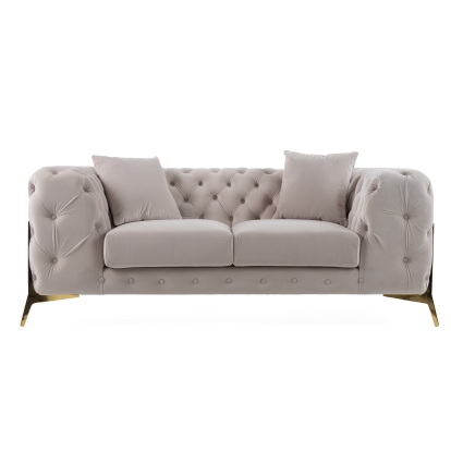 Divani Casa Clarice Transitional Light Beige Velvet Loveseat Beige Loveseat 82503 VGAH-SF1013-2-BGE