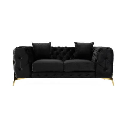 Divani Casa Clarice Transitional Black Velvet Loveseat Black Loveseat 82507|83202 VGAH-SF1013-2-BLK