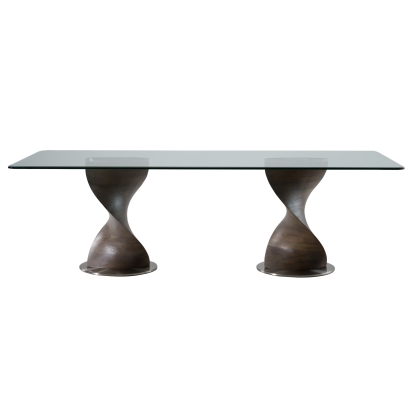 Modrest Cleveland Contemporary Glass and Grey Ash Dining Table Grey Dining Table 82617 VGCS-DT-16152-GRY