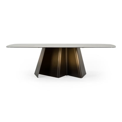 LA Furniture Clifford Contemporary White Ceramic + Brushed Bronze Dining Table VGMG-MC-25202DT Contemporary Style by Vig Furnitrue Number 85909 Catch Home Goods