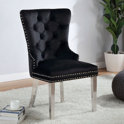 Furniture Of America Jewett Contemporary Black Wingback Chair (2/Ctn) Model CM-AC261BK-2PK