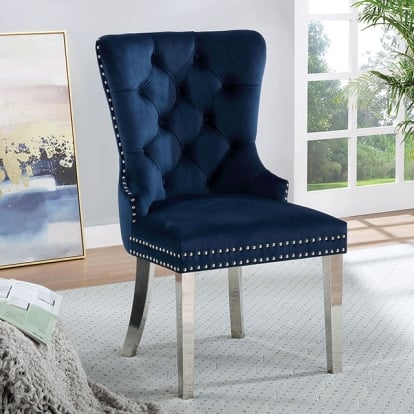 Furniture Of America Jewett Contemporary Blue Wingback Chair (2/Ctn) Model CM-AC261NV-2PK