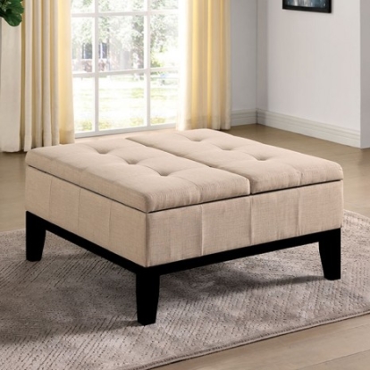 Furniture Of America Fazio Transitional Linen-Like, Solid Wood, Others Beige Ottoman | CM-AC365BG