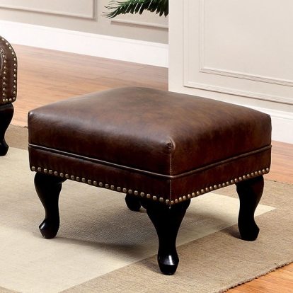Furniture Of America Vaugh Traditional Rustic Brown Ottoman Model CM-AC6801BR-OT
