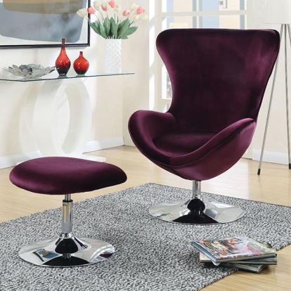 Furniture Of America Eloise Contemporary Purple Chair W- Ottoman Model CM-AC6841