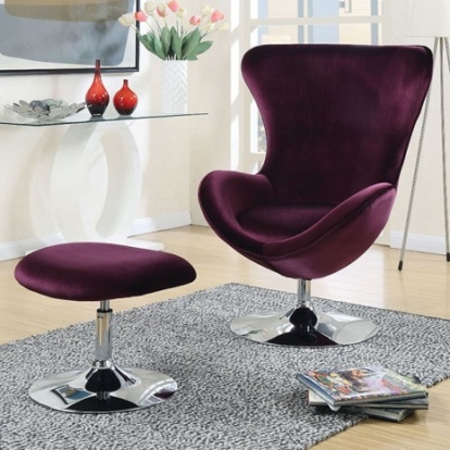 Furniture Of America Eloise Contemporary Flannelette, Metal, Others Purple Chair W/ Ottoman | CM-AC6841