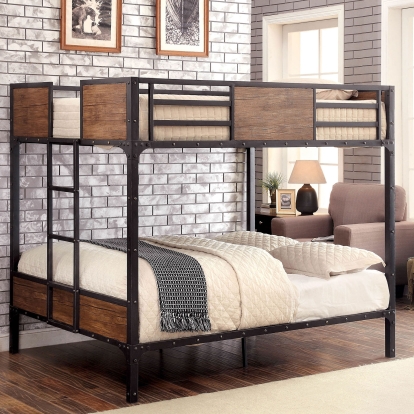 Furniture Of America Clapton Industrial Black Full-Full Bunk Bed Model CM-BK029FF