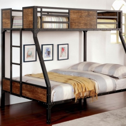 Furniture Of America Clapton Industrial Metal, Wood Black Twin/Full Bunk Bed | CM-BK029TF