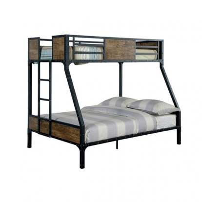 Furniture Of America Clapton Industrial Black Twin-Full Bunk Bed Model CM-BK029TF