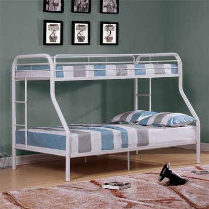 Furniture Of America Finnerty Contemporary Metal White Twin/Full Bunk Bed | CM-BK1032WH-TF-BED
