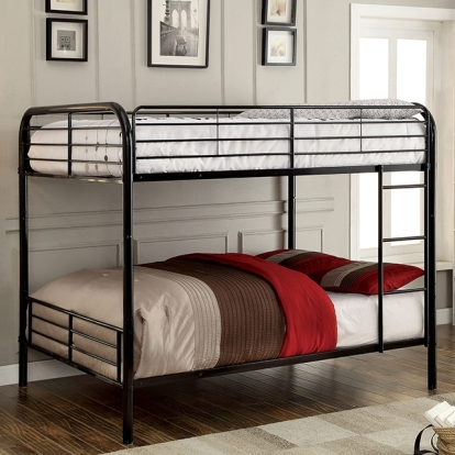 Furniture Of America Brocket Contemporary Black Full-Full Bunk Bed Model CM-BK1035F-BK-BED