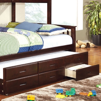 Furniture Of America University Cottage Dark Walnut Twin Xl Trundle W/ 3 Drawers Model CM-BK458Q-CTR-EXP