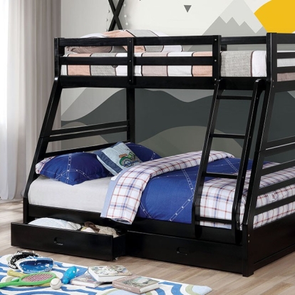 Furniture Of America California Transitional Black Twin-Full Bunk Bed Model CM-BK588BK-BED