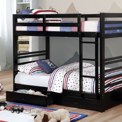 Furniture Of America California Transitional Black Twin-Twin Bunk Bed Model CM-BK588T-BK-BED