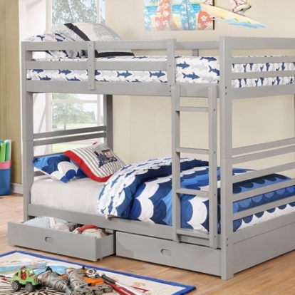 Furniture Of America California Transitional Solid Wood, Wood Veneer, Others Gray Twin/Twin Bunk Bed | CM-BK588T-GY-BED
