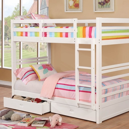 Furniture Of America California Transitional White Twin-Twin Bunk Bed Model CM-BK588T-WH-BED