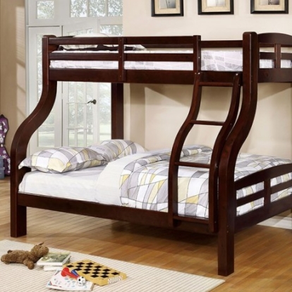 Furniture Of America Solpine Transitional Solid Wood, Wood Veneer, Others Espresso Twin/Full Bunk Bed | CM-BK618EX-BED