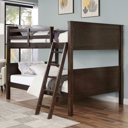 Furniture Of America Stamos Transitional Walnut Full-Full Bunk Bed Model CM-BK658WN-FF-BED