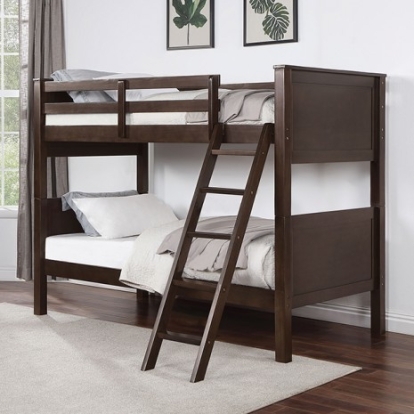 Furniture Of America Stamos Transitional Solid Wood, Others Walnut Twin/Twin Bunk Bed | CM-BK658WN-TT-BED