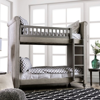 Furniture Of America Sascha Transitional Gray Twin-Twin Bunk Bed Model CM-BK718-BED