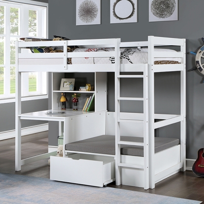 Furniture Of America Callistus Transitional White Bunk Bed Model CM-BK828WH-BED